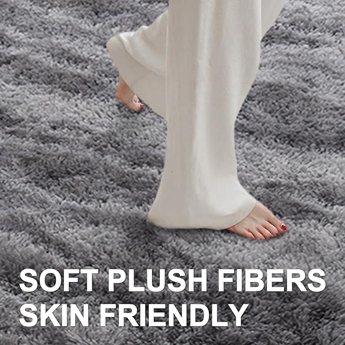 Area Rugs for Living Room, Tie-Dyed 6x9 Feet Soft Fluffy Shagg Plush Rug High - Image 4