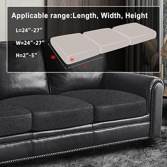 Leather Look Couch Cushion Covers Sofa Seat Slipcovers Sets Couches Furniture - Image 3