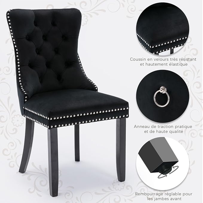 Velvet Upholstered Dining Chairs Set of 8, Modern Style Kitchen Side Chairs w...