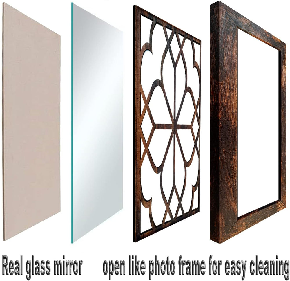 Wocred Set of 4 Mirrors Square Wall Mirror,Gorgeous Rustic Farmhouse Accent M...