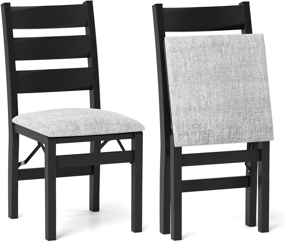 Giantex Modern Folding Dining Chairs Set, Upholstered Kitchen Chairs with Sla...