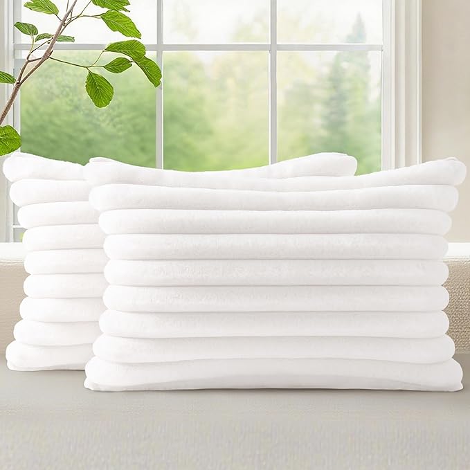 decorUhome Summer Cozy Faux Fur Throw Pillow Covers 12x20 Set of 2 Decorative by decorUhome