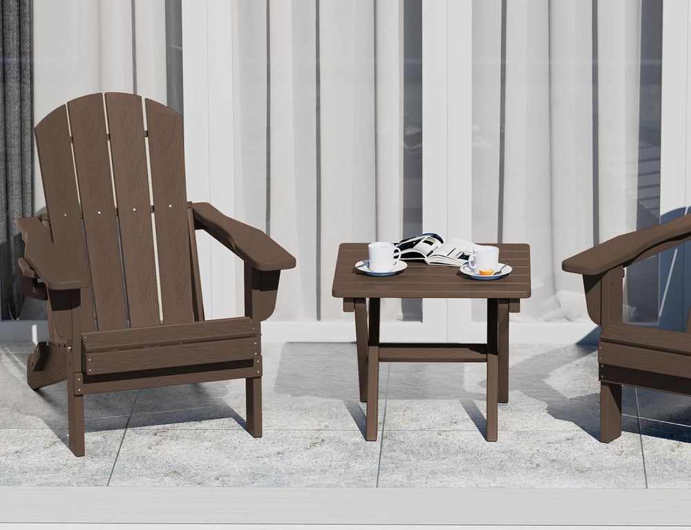 SERWALL Small Folding Outdoor Side Table Set of 2, Coffee