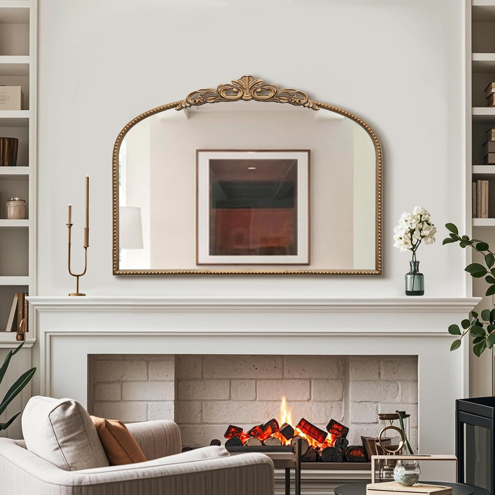 Micasso Vintage Gold Arched Mirror: 32"x24" Baroque Antique Vanity ...