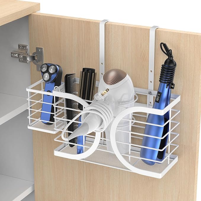 Hair Dryer Holder 3in1 Hair Tool Organizer/Wall Mounted, Cabinet Door or - Image 3