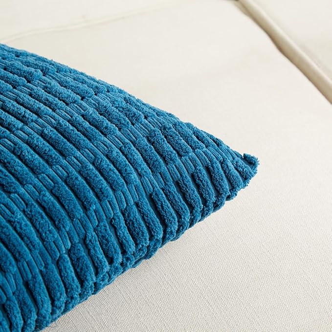 Fancy Homi 4 Packs Teal Decorative Throw Pillow Covers 18x18 Inch - Image 4