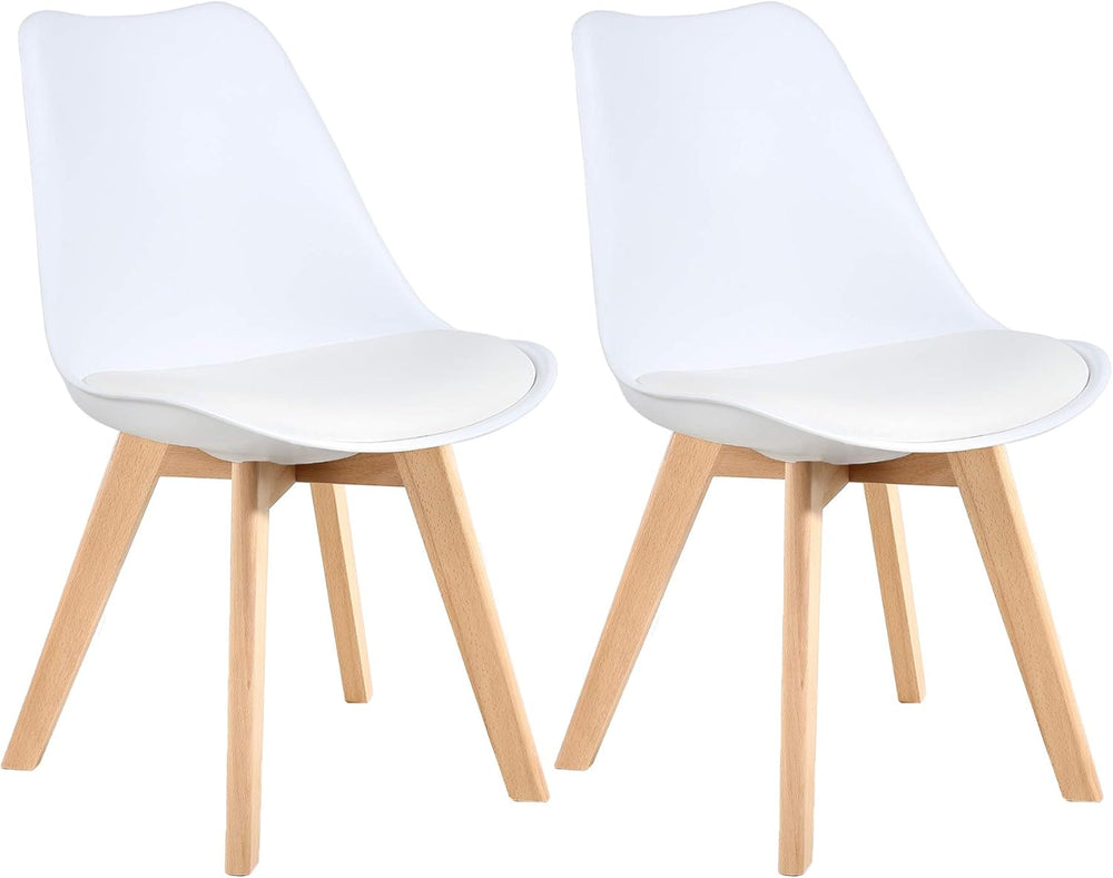 LSSBOUGHT Mid Century Modern Dining Chairs,Shell Lounge Plastic Side Chair wi...