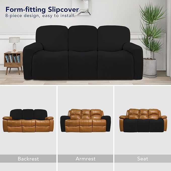 PureFit Super Stretch 3 Seats Recliner Chair Sofa Couch Cover - Image 4