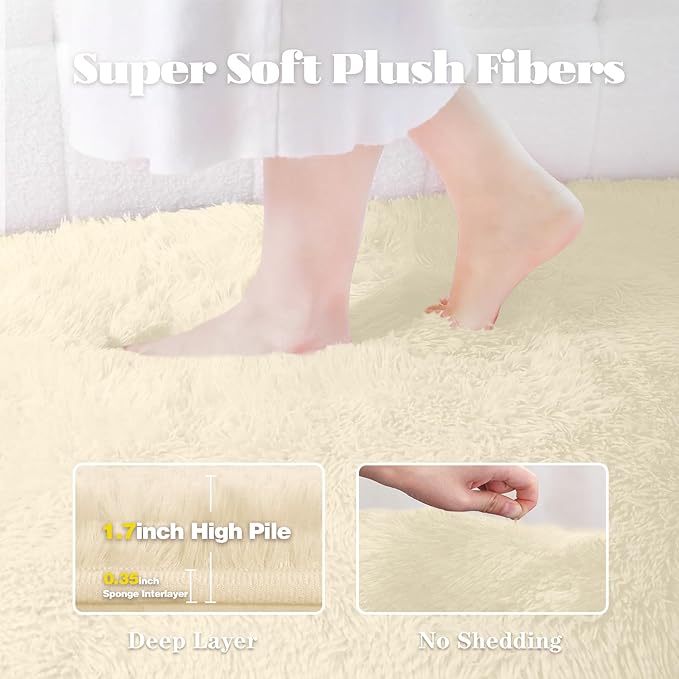 2x6 Runner Rug for Bedroom: Fluffy Shag Soft Washable Rugs Small Fuzzy Plush - Image 2