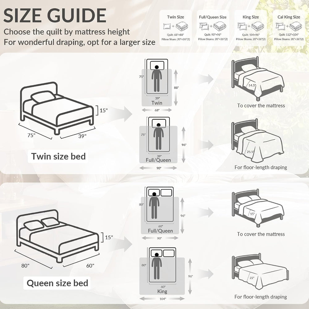 Exclusivo Mezcla Ultrasonic Full Queen Quilt Bedding Set, Beige Cream