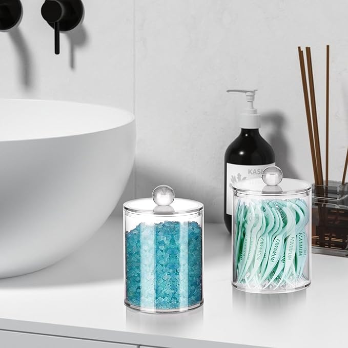 XIPENGKEJI 6 Pack Qtip Holder, Canister Apothecary Jar Set, Bathroom Jars - Image 6