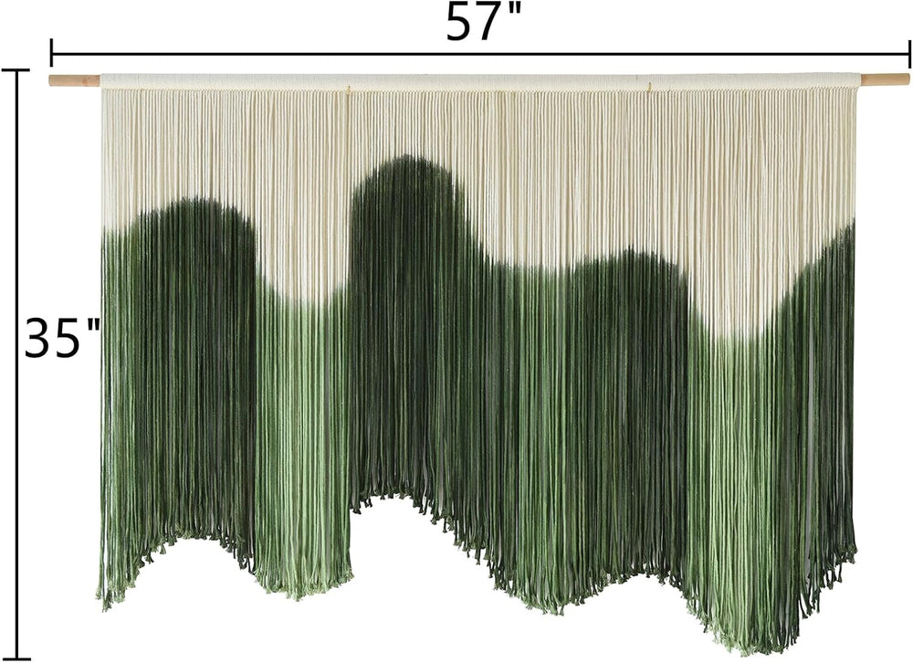 Macrame Wall Hanging Green Hand-Dyed Ombre Fiber Art Geometric 57"W*39&q...