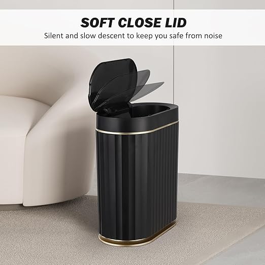 ELPHECO Black Bathroom Trash Can