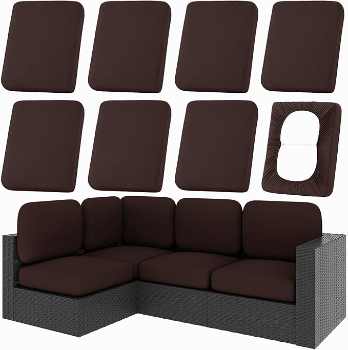 hyha 8Pcs Patio Cushion Covers, Stretch Outdoor Couch Cushion Covers Replacement by hyha