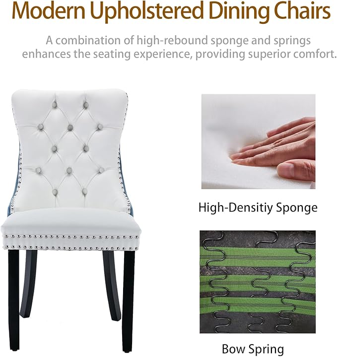 Dining Chairs Set of 2, Upholstered Tufted Dining Room Chairs with High Back,...