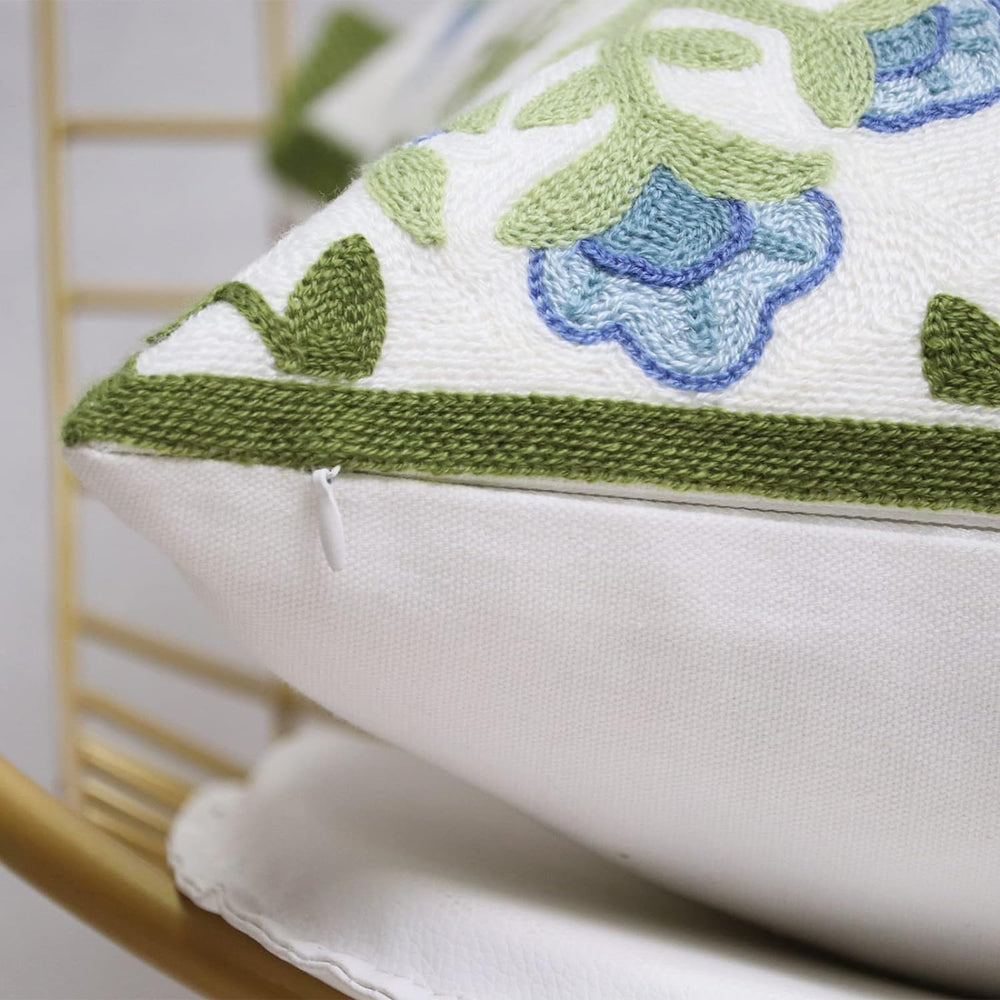 Set of 2 Embroidered Decorative Throw Pillow Covers Couch Square Pillowcases ...