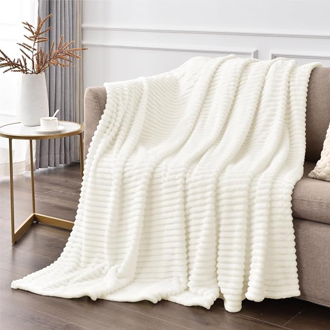 BEDELITE Fleece Blanket Full Size – 3D Ribbed Jacquard Soft and Warm Decorative - Image 4