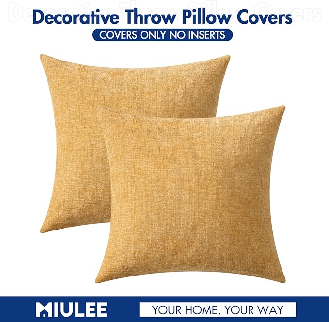 MIULEE Pack of 2 Couch Throw Pillow Covers 20x20 Inch Soft Beige Yellow - Image 6