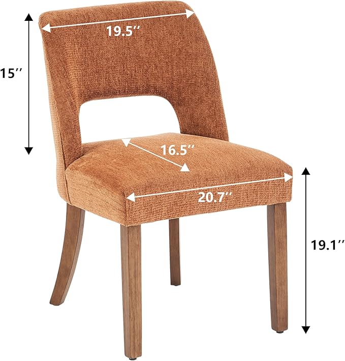 VKNOW Wooden Dining Chairs Set of 2, Modern Fabric Upholstered Dining Room Ch...