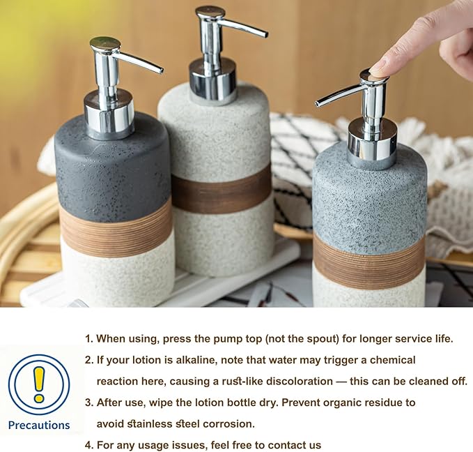 Dish Soap Dispenser Set with Silicone Funnel, Hand Soap, Body Wash, Ceramic - Image 5