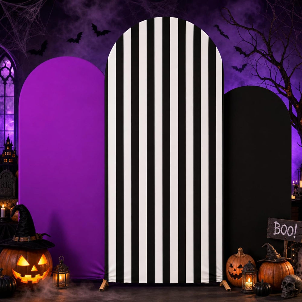 Halloween Arch Backdrop Covers Spandex 4-6ft, Black, Classic