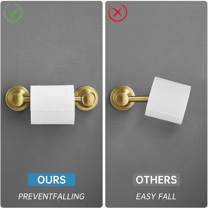 RUMOSE Toilet Paper Holder and Hand Towel Ring Brushed Gold Wall Mount Bathroom - Image 6
