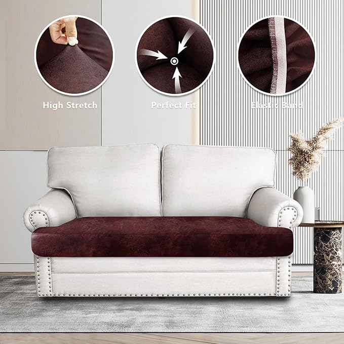 Leather Look Couch Cushion Covers Sofa Seat Slipcovers Sets Couches Furniture - Image 6