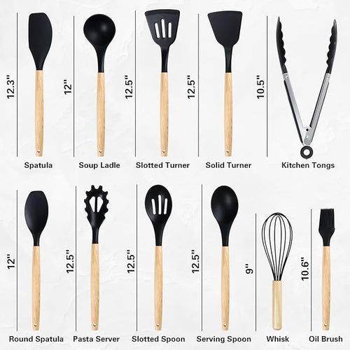 19 PCS Kitchen Cooking Utensils Set, 11 Pieces Silicone Cooking Utensils Set 6 - Image 2