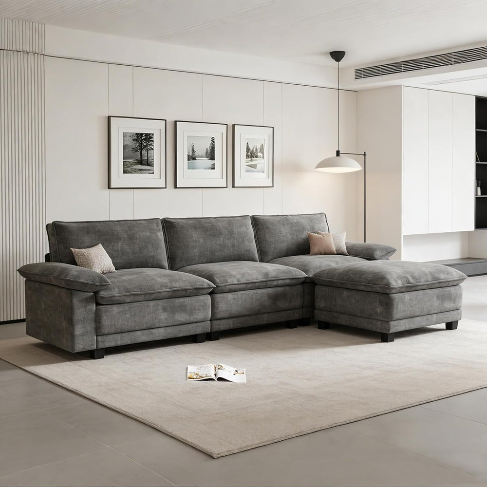 108" Modular Sectional Couch, L Shaped Cloud Sofa for Living Room | Comf...