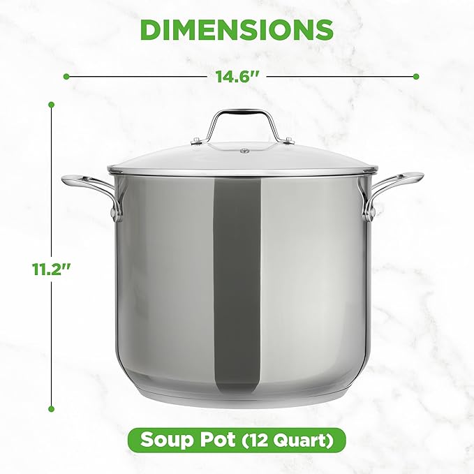 NutriChef 12 Quart Stainless Steel Stock Pot