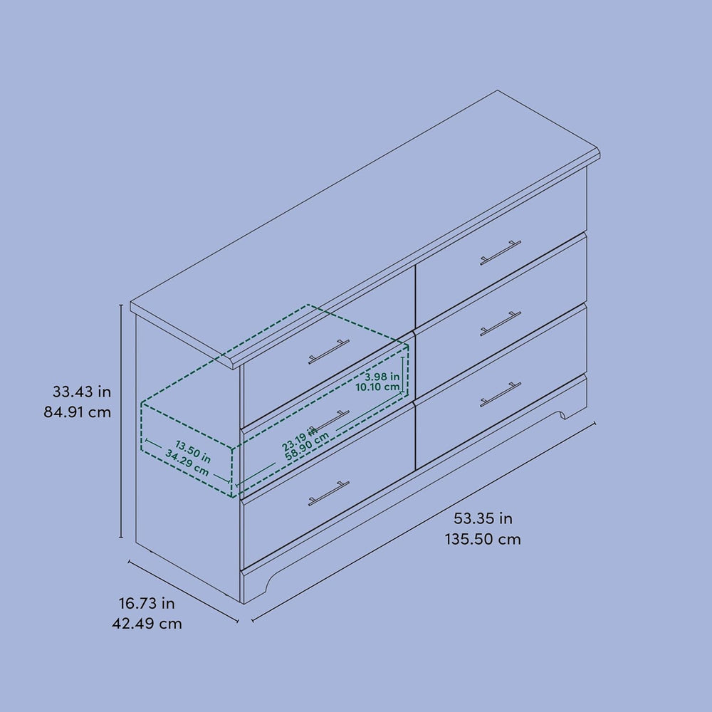 Storkcraft Brookside 6 Drawer Dresser, Pebble Gray