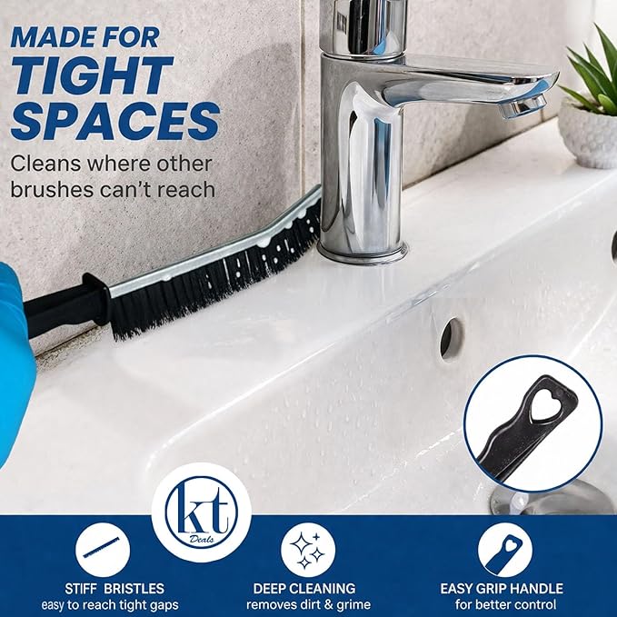6pcs Hard Bristle Crevice Cleaning Brush Set, Grout Brush, Skinny Scrub Brush - Image 2