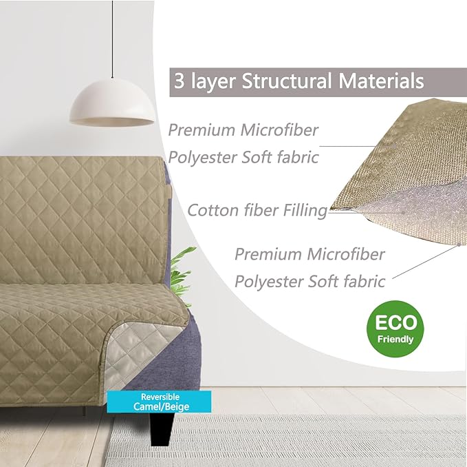 U-NICE HOME Recliner Chair Covers Reversible Quilted Water Repellent Pet - Image 5