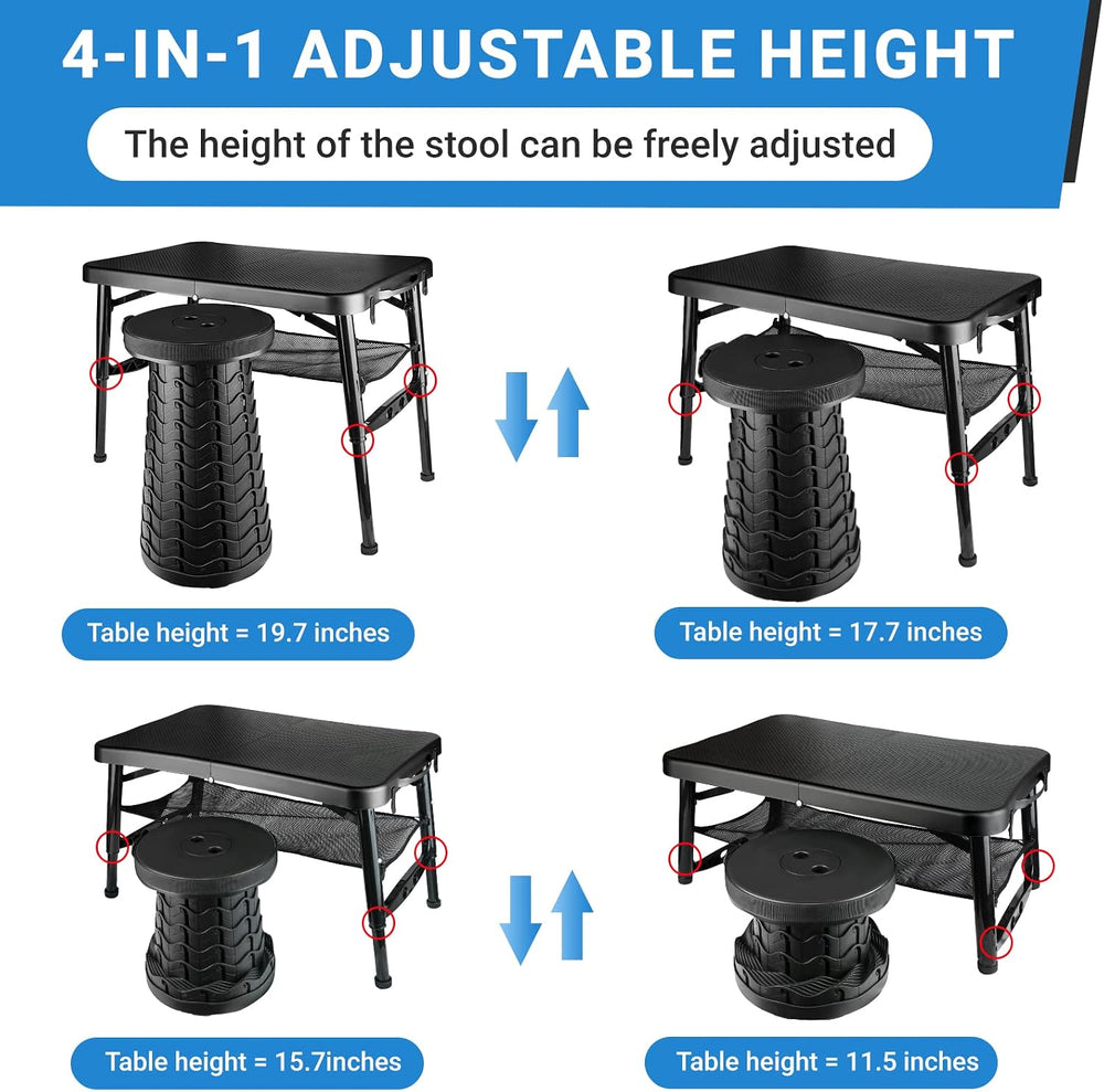 Portable Folding Table and Stool Set, Lightweight Foldable Table & Collap...