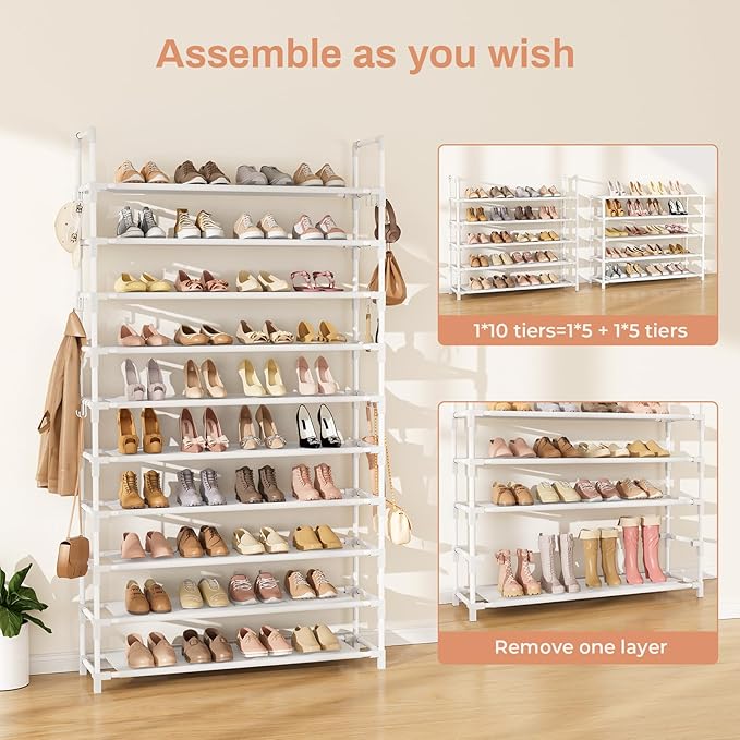 LANTEFUL Tall Shoe Rack 10 Tier Shoe Organizer Large Shoe Shelf - Image 5