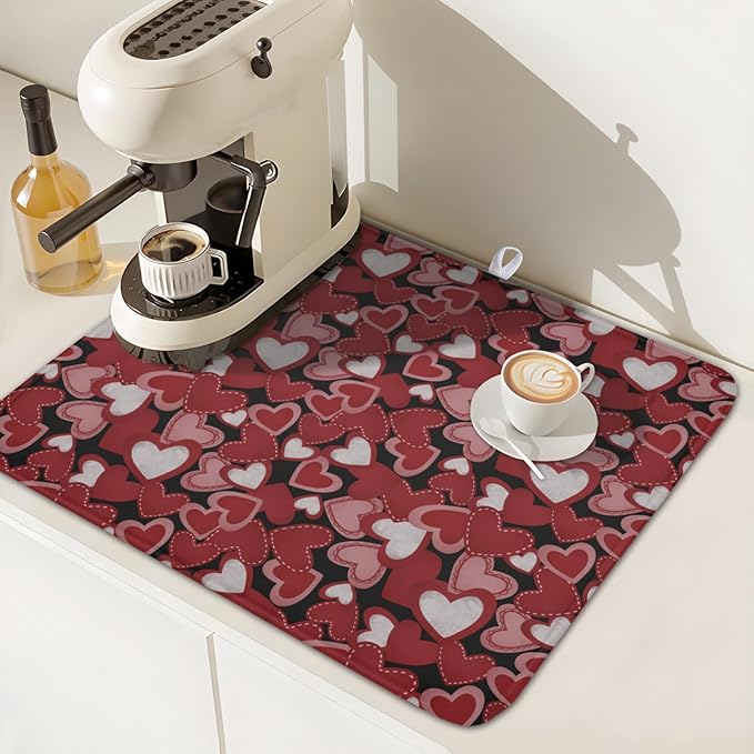 Valentines Day Dish Drying Mat for Kitchen Counter 18x16 Inch Love Drying Mat - Image 6