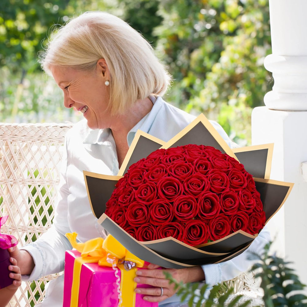 Waipfaru 50 Pcs Red Roses Artificial Flowers