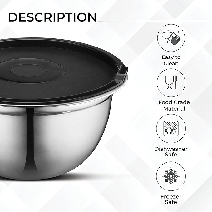 AVADOR Premium Brushed Stainless Steel Mixing Bowls Sets, Space Saving - Image 3