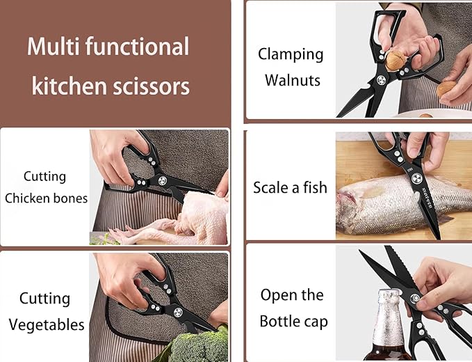 Multi-Purpose Rust Proof Kitchen Shears, Heavy Duty Meat Scissors, Dishwasher - Image 5
