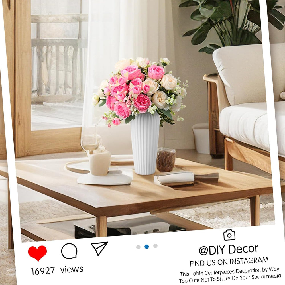 Geosar 8 Bundles Artificial Peonies Flowers,Pink, Champagne