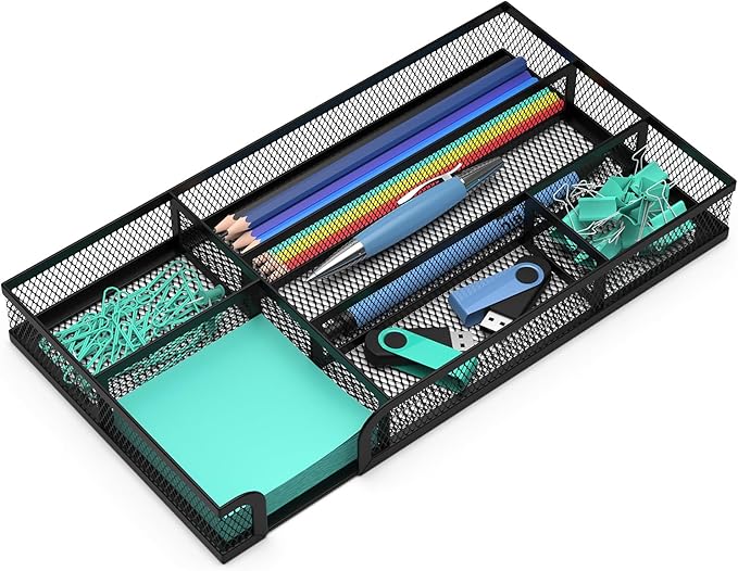 Desk Drawer Organizer, Small Metal Mesh Drawer Organizer Tray, Office Pencil by ITAYVAN