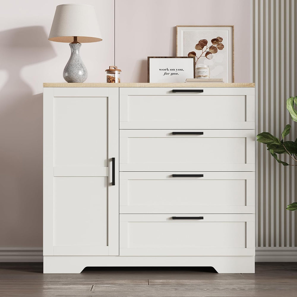 IDEALHOUSE 43.3'' H Armoire Wardrobe Closet with 4 Drawers and Hangin...