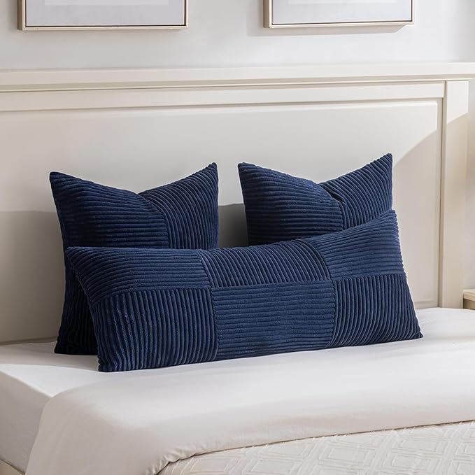 Fancy Homi 2 Packs Navy Blue Euro Decorative Throw Pillow Covers 26x26 Inch - Image 5