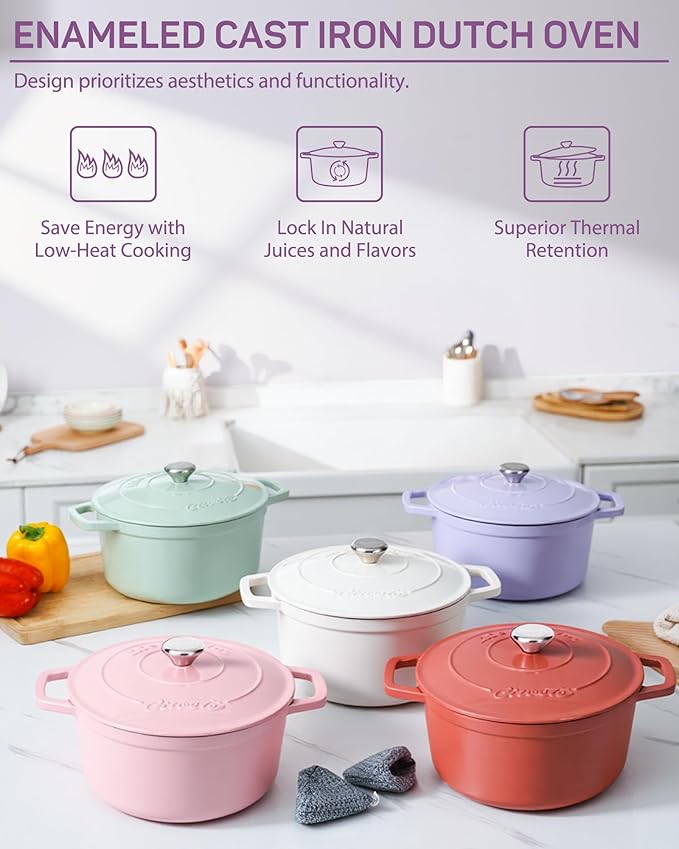 Ciwete Enameled Cast Iron Dutch Oven – 6 Quart Pot - Image 3