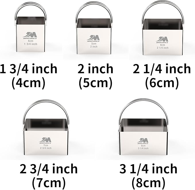 Square Biscuit Cutter Set 1.75inch 2inch 2.25inch 2.75inch 3.25inch, Stainless - Image 3