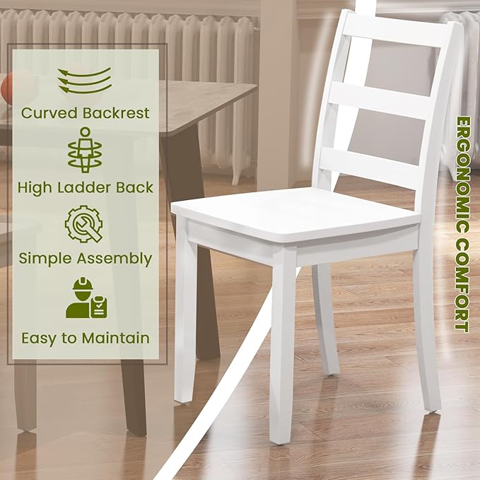NAFORT Solid Wood Dining Chairs Set of 4, High Ladder Back Kitchen Side Chair...