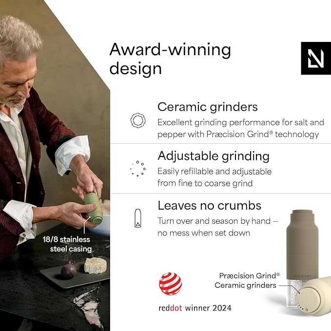 LARS NYSØM Salt and Pepper Grinder Set, Stainless Steel Manual Salt and Pepper - Image 2