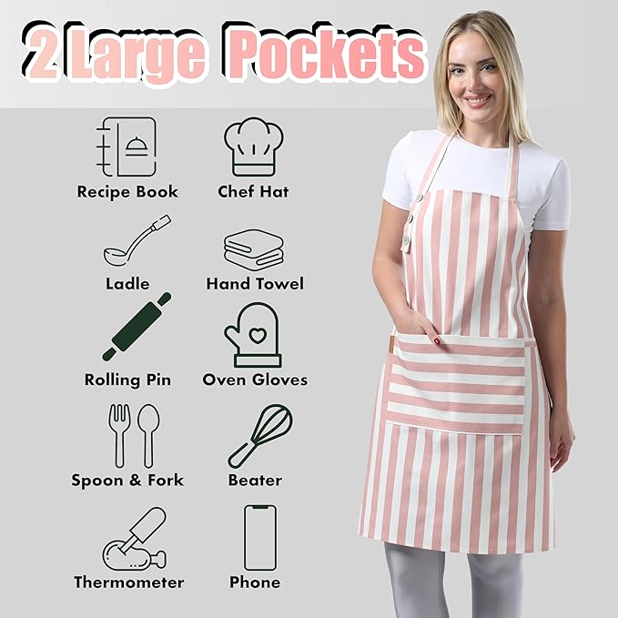 TOSHEX Kitchen Apron Waterdrop Resistant Cotton Apron - Image 3
