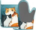 Cute Cartoon Cat Oven Mitts and Pot Holders Sets Funny Cat Silicone Heat by Unknown