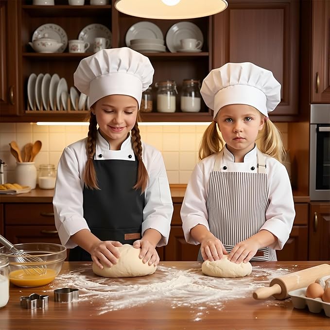 2 Pack Stripes Kids Apron, Kids Cooking Aprons - Image 6